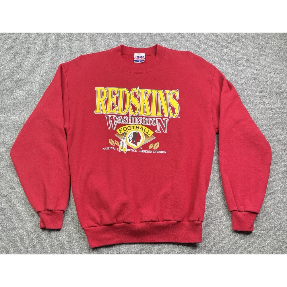 Trench Sweatshirt Mens Large Red Washington Redskins Vintage‎ Football Crewneck